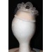 's White Satin Pillbox Dress Hat with Veil and Floral Design  eb-77817116